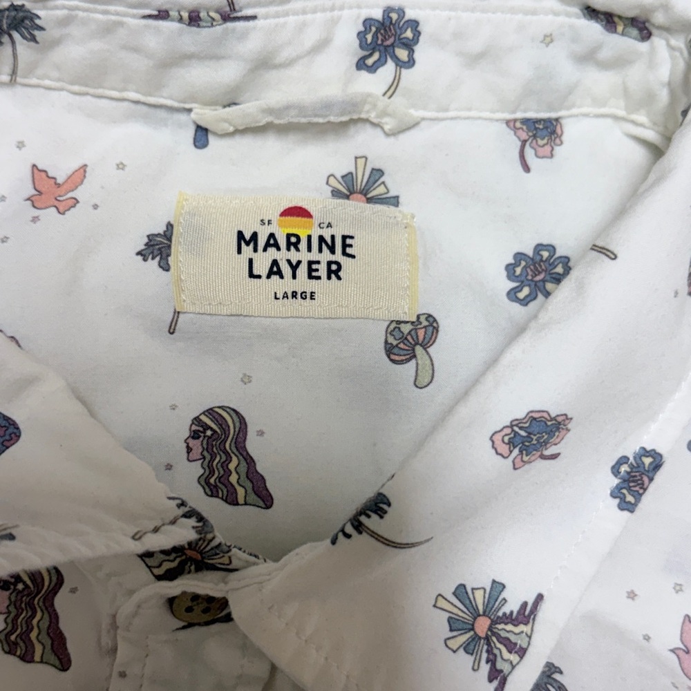 Marine Layer Trippy Icon Shirt - Off White (Size: Large) - Picture 8 of 8